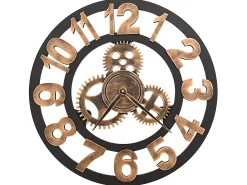 Reloj De Pared-Reloj de pared de metal y negro 58 cm ES302916 Dorado