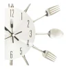Reloj De Pared-Reloj de pared diseño cuchara y tenedor 31 cm aluminio ES906791 Plateado