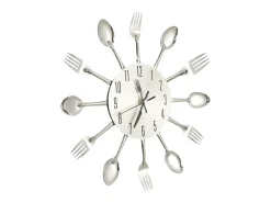 Reloj De Pared-Reloj de pared diseño cuchara y tenedor 31 cm aluminio ES906791 Plateado
