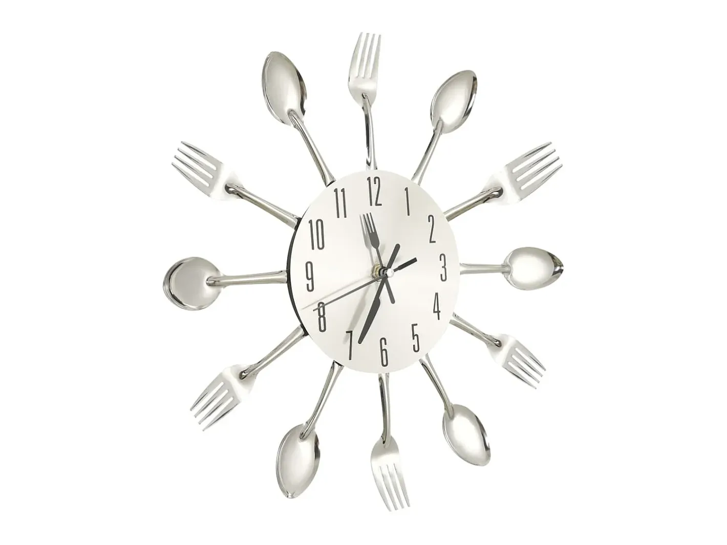 Reloj De Pared-Reloj de pared diseño cuchara y tenedor 31 cm aluminio ES906791 Plateado