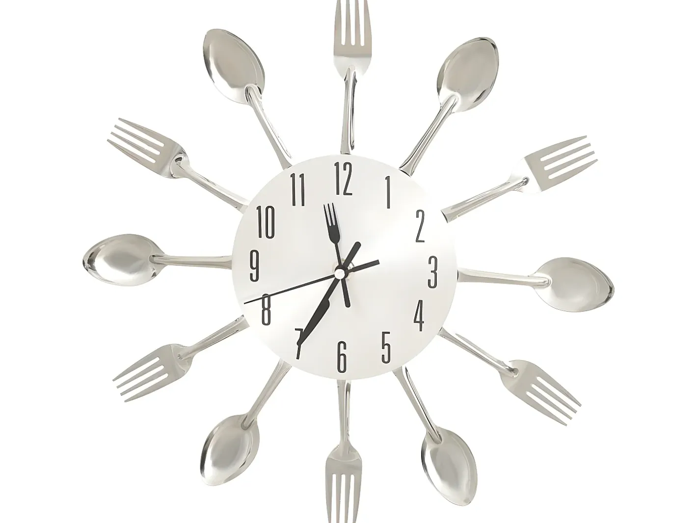 Reloj De Pared-Reloj de pared diseño cuchara y tenedor 31 cm aluminio ES906791 Plateado