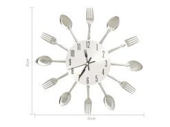 Reloj De Pared-Reloj de pared diseño cuchara y tenedor 31 cm aluminio ES906791 Plateado