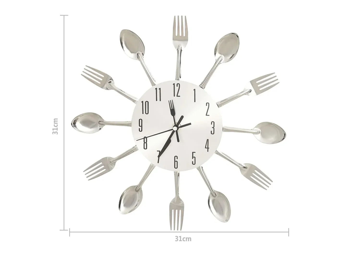Reloj De Pared-Reloj de pared diseño cuchara y tenedor 31 cm aluminio ES906791 Plateado