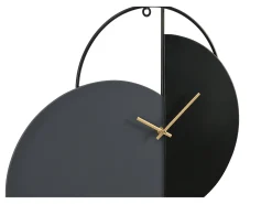 OZAIA Reloj de pared diseño en metal - D. 45 x Alt. 77 x A. 4.5 cm - Negro y dorado - FERNIA Negro / Gris / Dorado