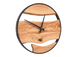 Reloj de pared hierro y madera de olivo marrón Ø35 cm ES871804 Marru00f3n Clearance