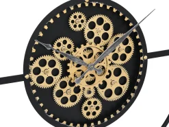 INSIDEART Reloj de pared industrial - D. 80 cm - metal - Negro y dorado - KARIAL Negro / Dorado Clearance