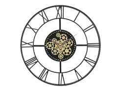 INSIDEART Reloj de pared industrial - D. 80 cm - metal - Negro y dorado - KARIAL Negro / Dorado Clearance