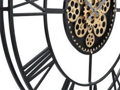 INSIDEART Reloj de pared industrial - D. 80 cm - metal - Negro y dorado - KARIAL Negro / Dorado Clearance