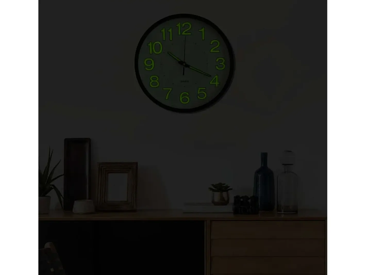 Reloj de pared luminoso 30 cm ES599051 Negro New