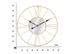 Reloj De Pared-Reloj de pared redondo de metal 80 cm con espejo Stick Dorado