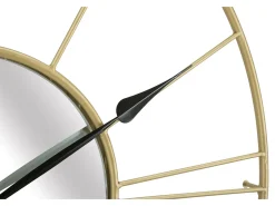 Reloj De Pared-Reloj de pared redondo de metal 80 cm con espejo Stick Dorado