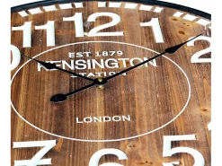 New THINIA HOME Reloj de Pared Vintage Madera Oscura Ø60cm Color natural oscuro