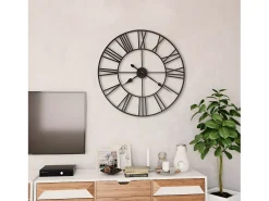 Sale Reloj de pared vintage movimiento cuarzo metal 80 cm XXL ES400434 Negro