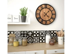 Reloj de pared vintage movimiento cuarzo madera metal 60 cm XXL ES413888 Marru00f3n Online