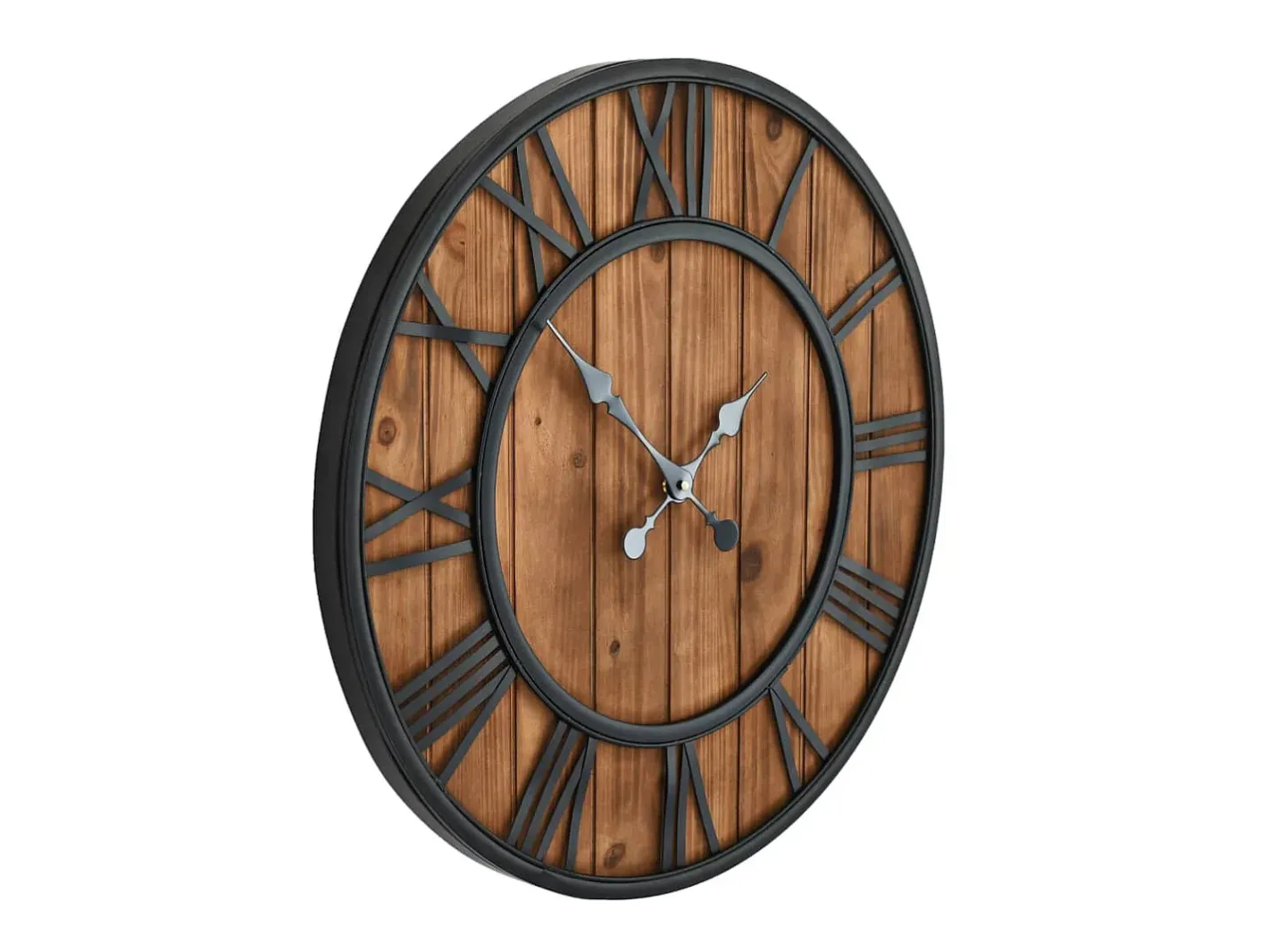 Reloj de pared vintage movimiento cuarzo madera metal 60 cm XXL ES413888 Marru00f3n Online