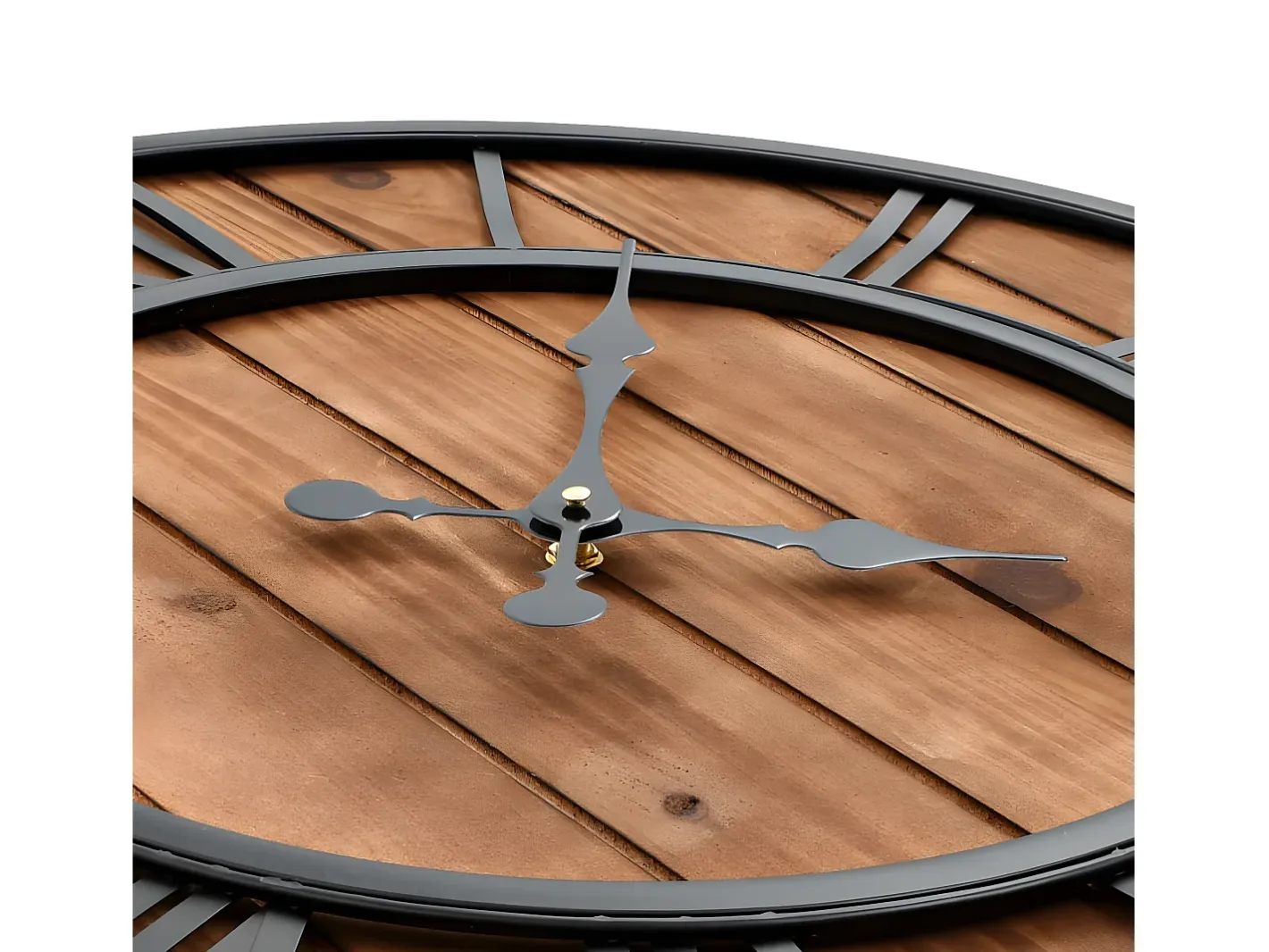 Reloj de pared vintage movimiento cuarzo madera metal 60 cm XXL ES413888 Marru00f3n Online