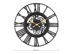 THINIA HOME Reloj De Pared-Reloj de Pared Vintage Troquelado /Dorado Ø38 cm Negro