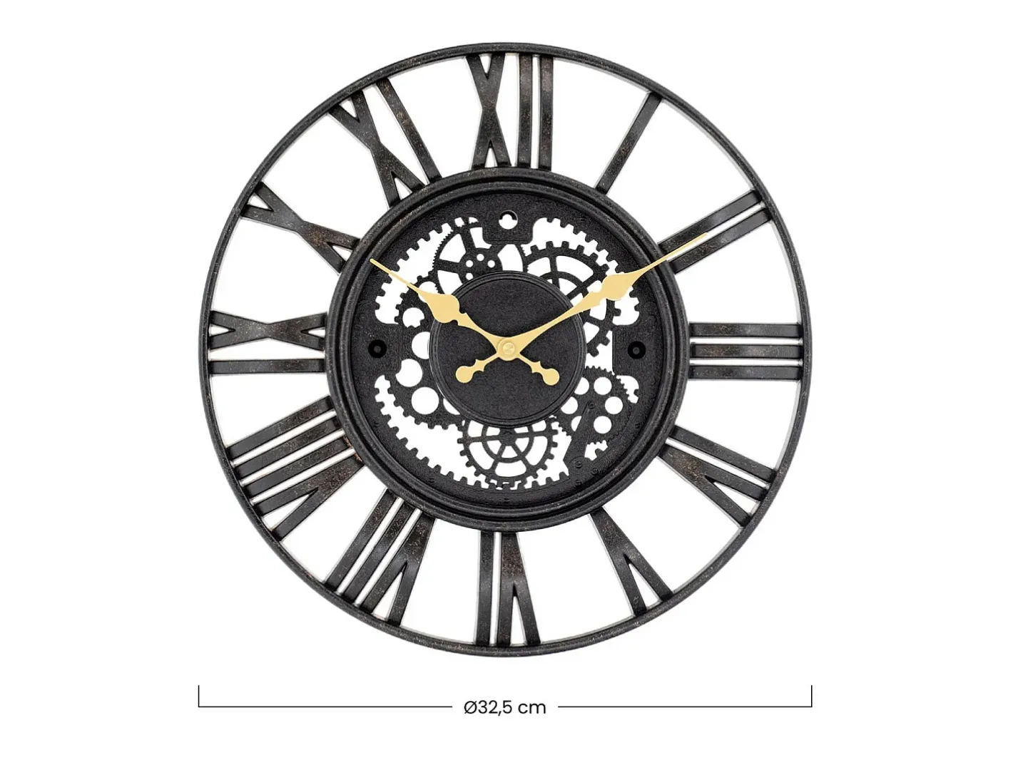 THINIA HOME Reloj De Pared-Reloj de Pared Vintage Troquelado /Dorado Ø38 cm Negro