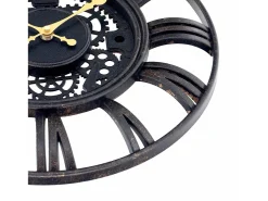 THINIA HOME Reloj De Pared-Reloj de Pared Vintage Troquelado /Dorado Ø38 cm Negro