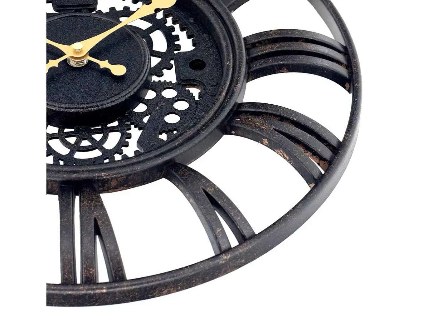 THINIA HOME Reloj De Pared-Reloj de Pared Vintage Troquelado /Dorado Ø38 cm Negro
