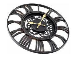 THINIA HOME Reloj De Pared-Reloj de Pared Vintage Troquelado /Dorado Ø38 cm Negro
