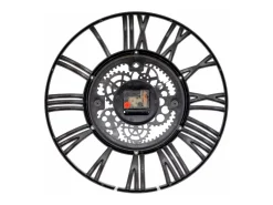 THINIA HOME Reloj De Pared-Reloj de Pared Vintage Troquelado /Dorado Ø38 cm Negro