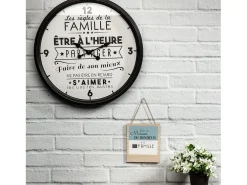 The Home Deco Factory Reloj de plástico Vida familiar Negro Outlet