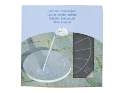 ESSCHERT DESIGN Estatua-Reloj de sol en esquisto Gris