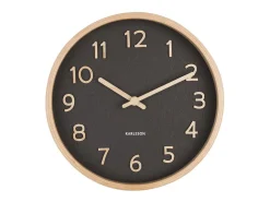 Hot PRESENT TIME Reloj redondo de madera Pure 22 cm Negro
