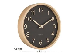 Hot PRESENT TIME Reloj redondo de madera Pure 22 cm Negro