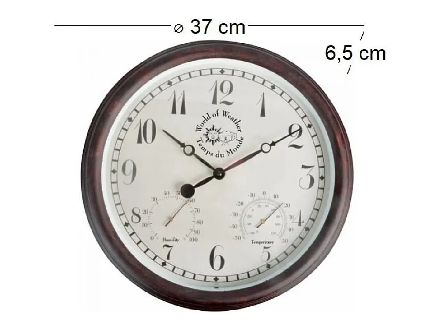 World Of Weather Reloj De Pared-Reloj termómetro/higrómetro para exteriores Marru00f3n