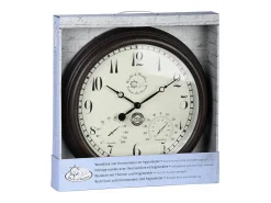 World Of Weather Reloj De Pared-Reloj termómetro/higrómetro para exteriores Marru00f3n