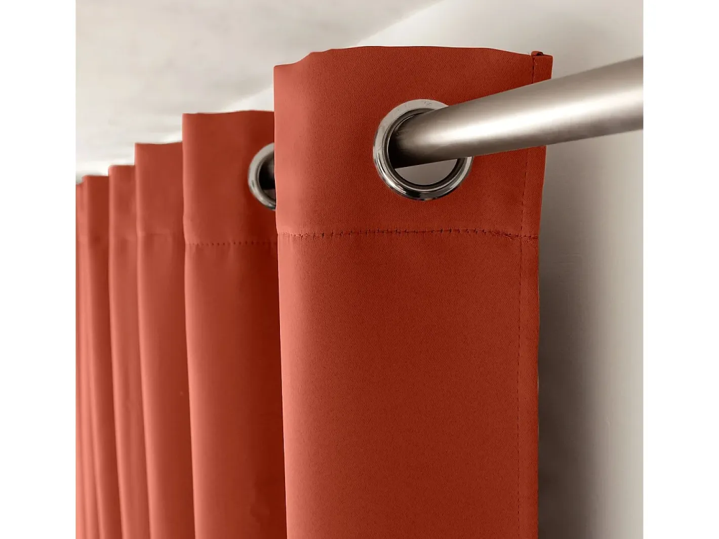 DECOSTAR Rideau opaco con hilo negro y 8 ojales 140 x 240 cm Naranja