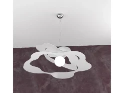 Lámpara Suspendida-Ripples Sospensione D.70 Cm. 1 Luce Bianco Blanco
