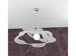 Lámpara Suspendida-Ripples Sospensione D.70 Cm. 1 Luce Grigio Gris