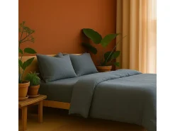 Promo Linge Ropa de cama de gasa de algodón 240 x 260 cm Gris Best