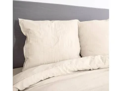 Sweeek Ropa de cama de microfibra lavada color arena, 2 plazas Beige Outlet