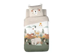 Sweeek Ropa De Cama-Ropa de cama de microfibra reversible impreso bosque de otoño, 1 plaza Beige