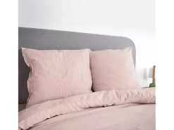 Sweeek Ropa de cama de microfibra lavada color rosa, 2 plazas Rosa palo Sale