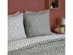 Ropa de cama de microfibra reversibles con estampado de laberinto Gris Online