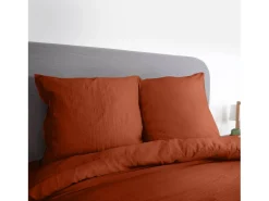 Sweeek Ropa de cama de microfibra lavada color , 2 plazas Terracota