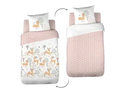 Sweeek Ropa de cama reversible de microfibra estampado bosque encantado, 1 Rosa Outlet