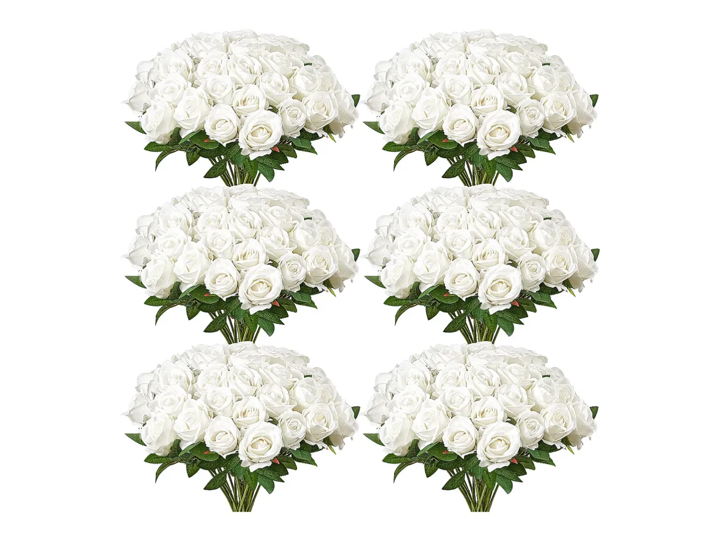Planta Artificial-Rosa Artificial SucceBuy Flores Artificiales 508 mm, Ramos de Flores Artificiales Aspecto Realista con Cabeza de Rosa de 70 mm, Lote de 120, Blanco