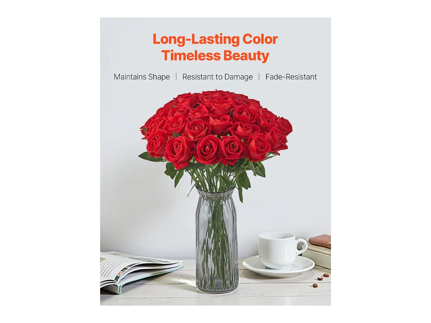 Rosa Artificial SucceBuy Flores Artificiales 508 mm Ramos de Flores Artificiales, Aspecto Realista con Cabeza de Rosa de 70 mm , Lote de 500 Rojo Clearance