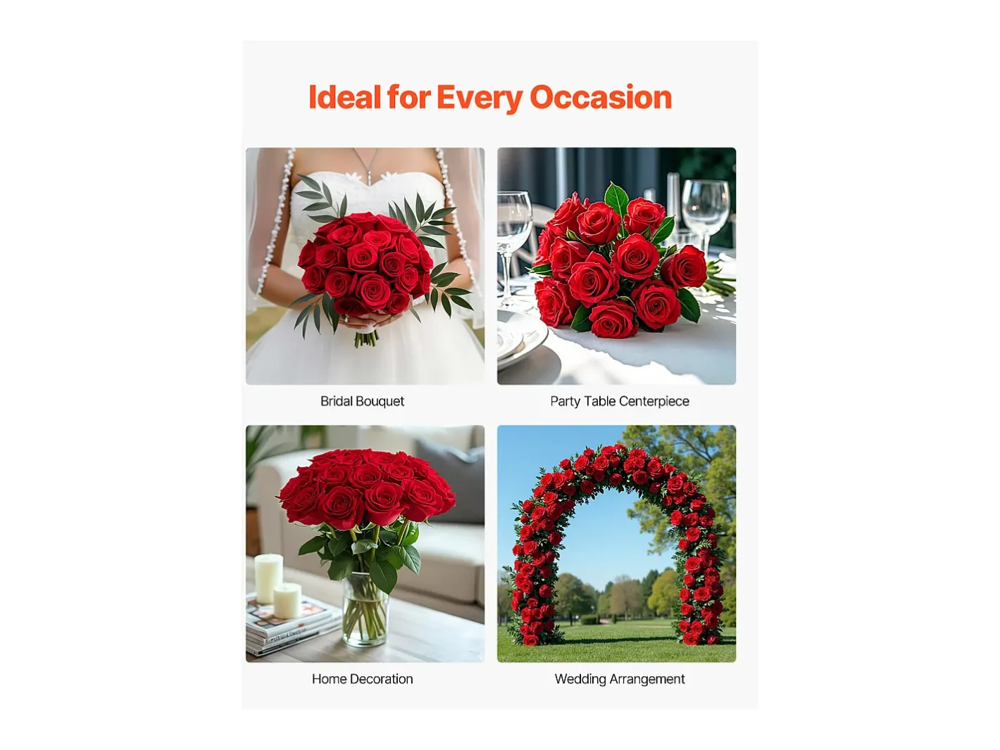 Rosa Artificial SucceBuy Flores Artificiales 508 mm Ramos de Flores Artificiales, Aspecto Realista con Cabeza de Rosa de 70 mm , Lote de 500 Rojo Clearance