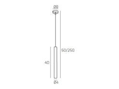 New Round Tube Sospensione 1 Luce Grigio Antracite Cavo Cm.250 Con Base Gris