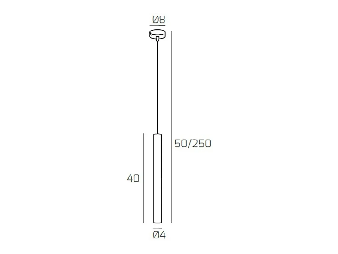 New Round Tube Sospensione 1 Luce Grigio Antracite Cavo Cm.250 Con Base Gris