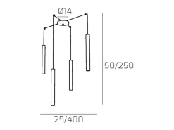 Round Tube Sospensione 4 Luci Marrone Cavo Cm.250 Con Base Marru00f3n Best
