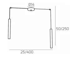 Round Tube Sospensione 2 Luci Marrone Cavo Cm.250 Con Base Marru00f3n Clearance