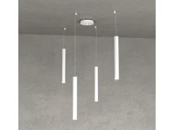 Round Tube Sospensione 4 Luci Bianco Cavo Cm.250 Con Base Blanco Clearance